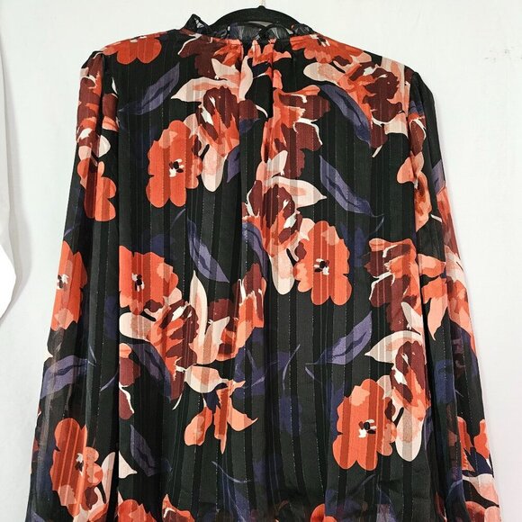 Haver London black/orange floral design pullover Blouse.  Size XL - Picture 3 of 10